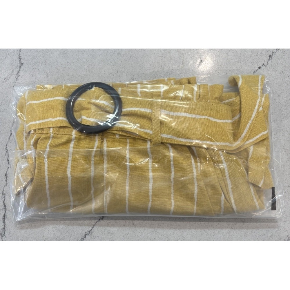 NWT Sans Souci Yellow White Striped Linen Blend Paperbag Shorts Size Large LG - Picture 10 of 13